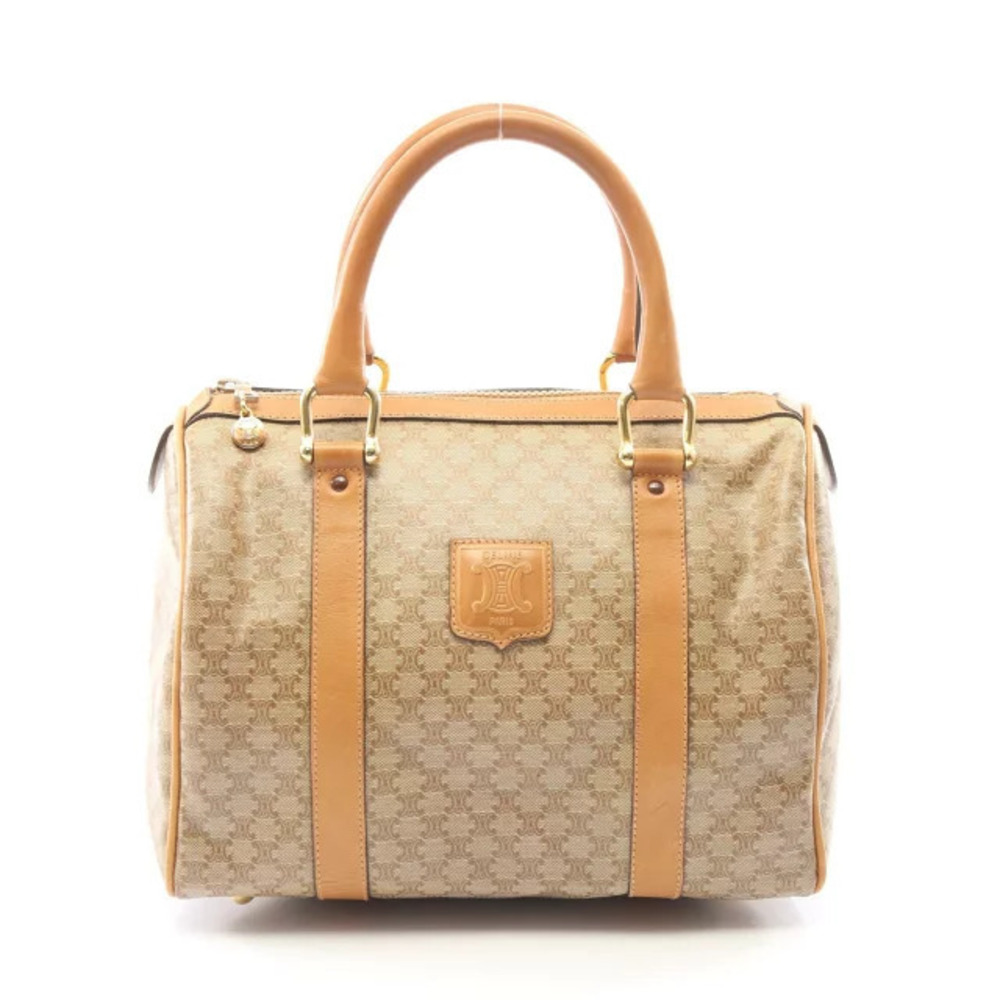 Celine Macadam Tote Bag Canvas Leather Beige Cream
